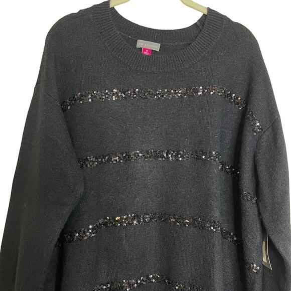 Vince Camuto Womens Sweater Plus Size 1X Black Sequin Knit Pullover Holiday - Picture 2 of 6